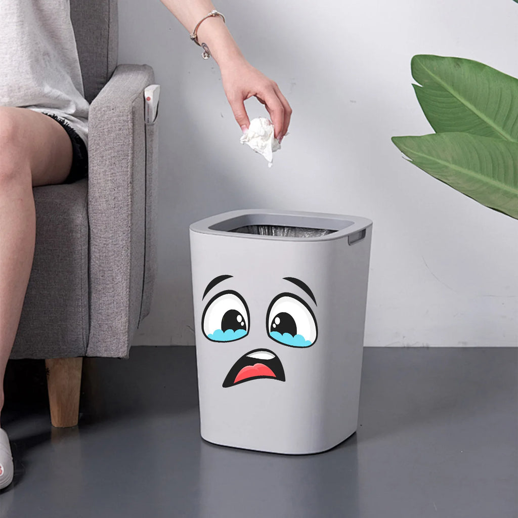 4 Pcs/Set Cartoon Face Bin Stickers Self-Adhesive Home Decor For Trash Can Wall Toilet Decor Refrigerator Fun Themed Decor