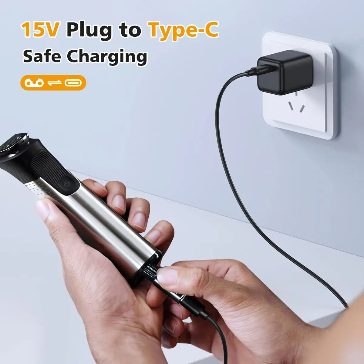 Brangdy 15V HQ8505 Type-C Shaver Adapter Charging Converter for Philips One Blade Pro QP6520 QP6530 QP6510 Beard Trimmer