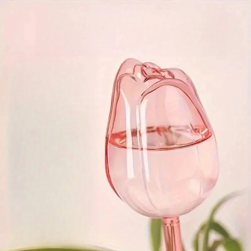 Pink Tulip Plant Watering Balls Suitable for Indoor Outdoor Plants, Automatic Plant Drippers, Automatic Watering Gardening Tools