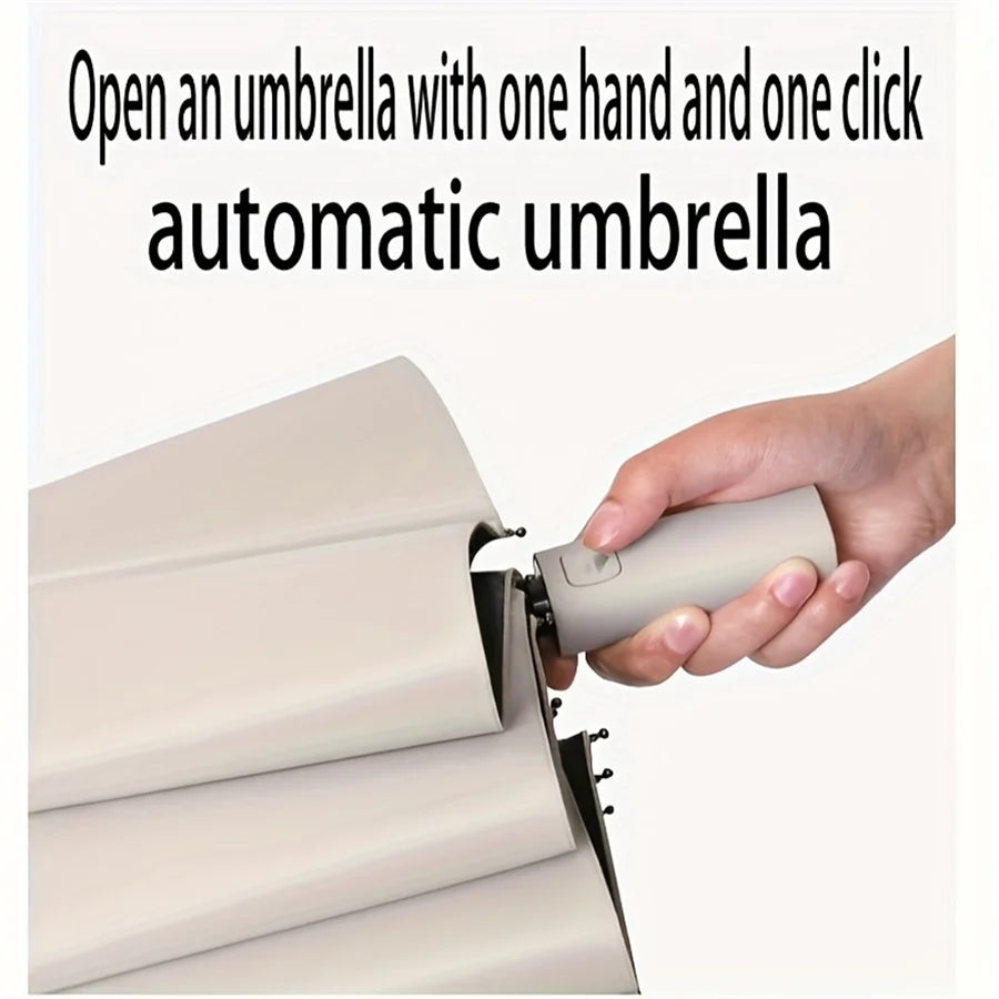 12 Bone Black Glue Fully Automatic Umbrella With Thick And Durable Keel Three Fold Umbrella UV Resistant Folding Umbrella
