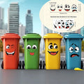 4 Pcs/Set Cartoon Face Bin Stickers Self-Adhesive Home Decor For Trash Can Wall Toilet Decor Refrigerator Fun Themed Decor