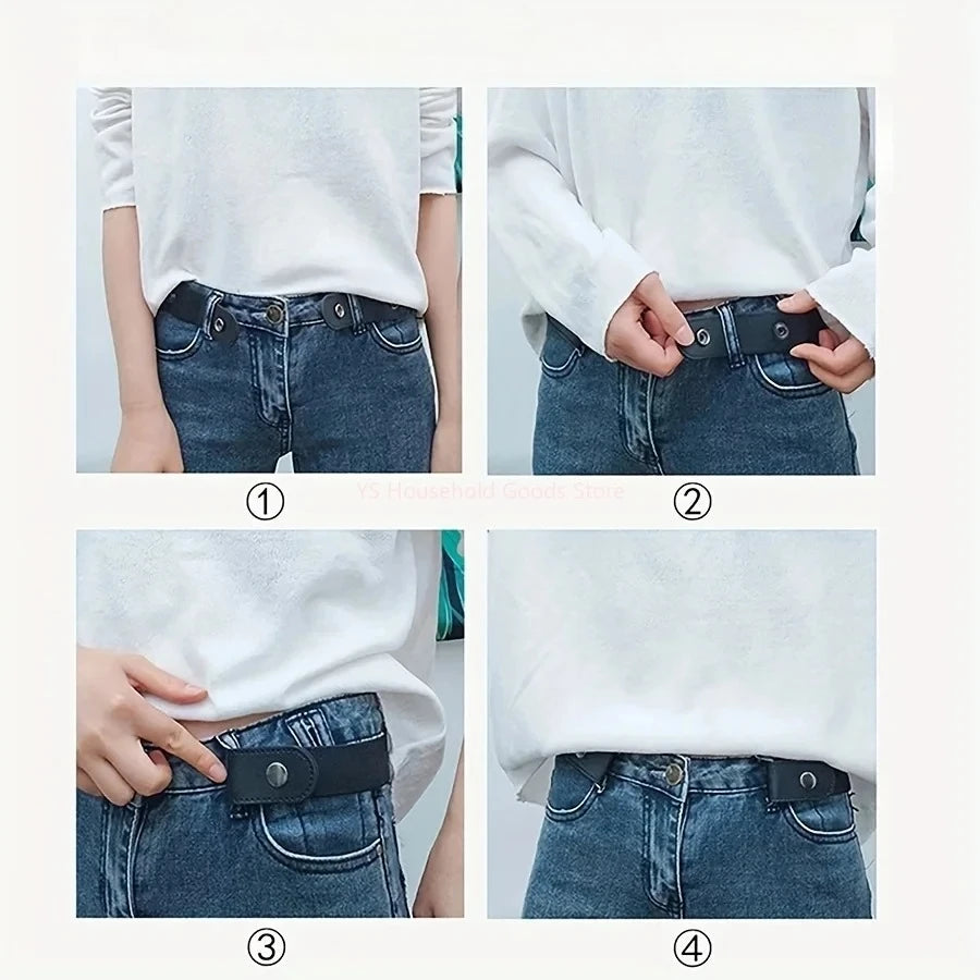 1pc Stretch Elastic Waist Belt Buckle-Free for Jeans Dresses Women Men No Bulge No Hassle Comfortable Fit Waist Belt
