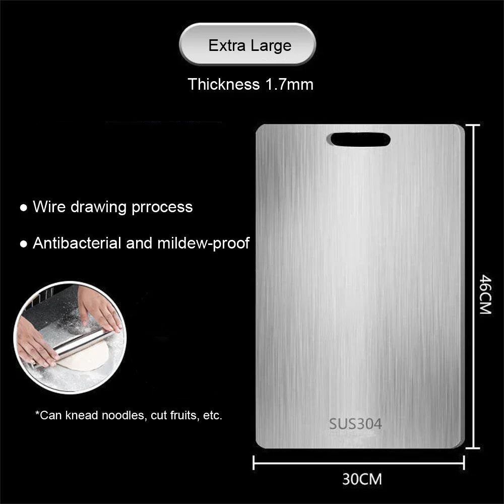 WXCOO Chopping Board Stainless Steel Double Sided Thickened Kneading Dough Board Kitchen Household Fruit Cutting Block