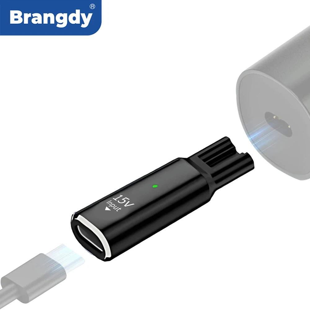 Brangdy 15V HQ8505 Type-C Shaver Adapter Charging Converter for Philips One Blade Pro QP6520 QP6530 QP6510 Beard Trimmer