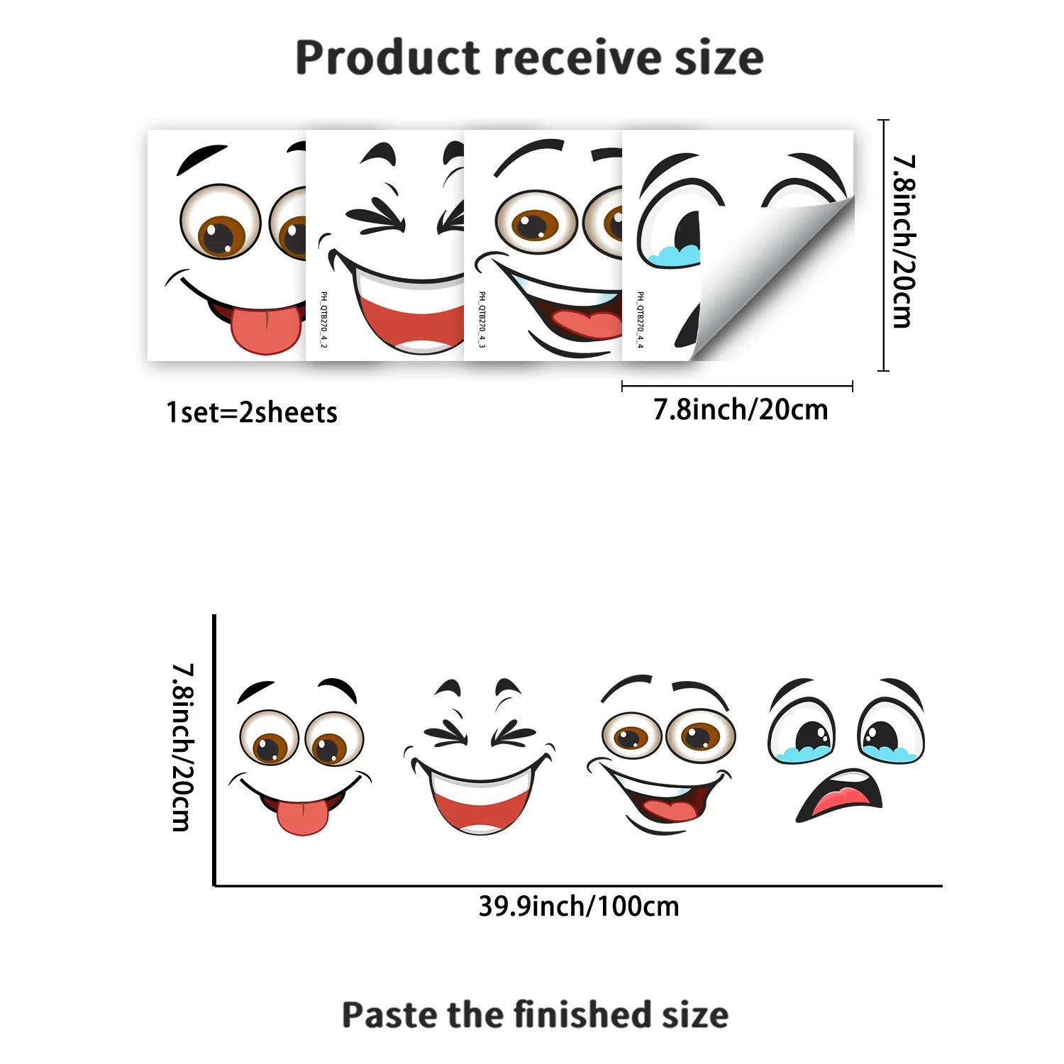 4 Pcs/Set Cartoon Face Bin Stickers Self-Adhesive Home Decor For Trash Can Wall Toilet Decor Refrigerator Fun Themed Decor