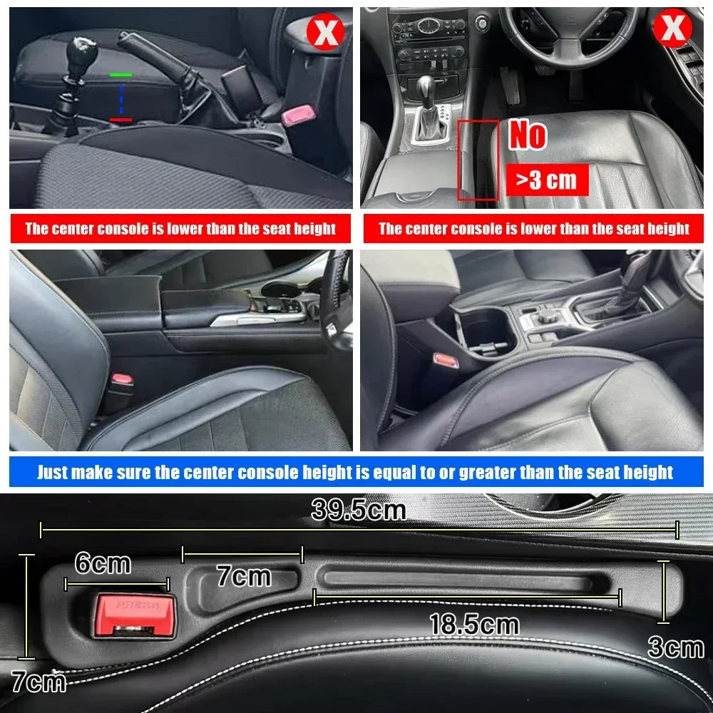 Universal Car Seat Gap Organizer – Filler Strip with Wallet Slot, Stops Items from Falling