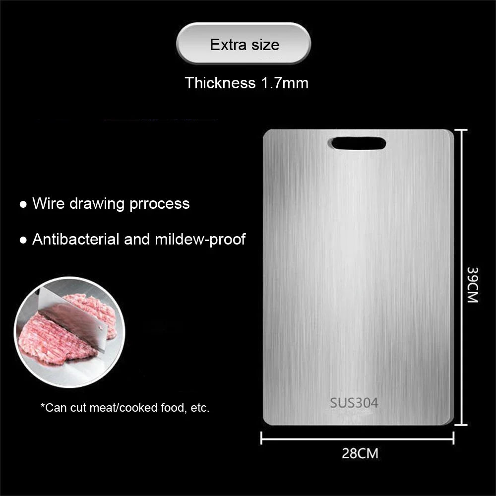 WXCOO Chopping Board Stainless Steel Double Sided Thickened Kneading Dough Board Kitchen Household Fruit Cutting Block