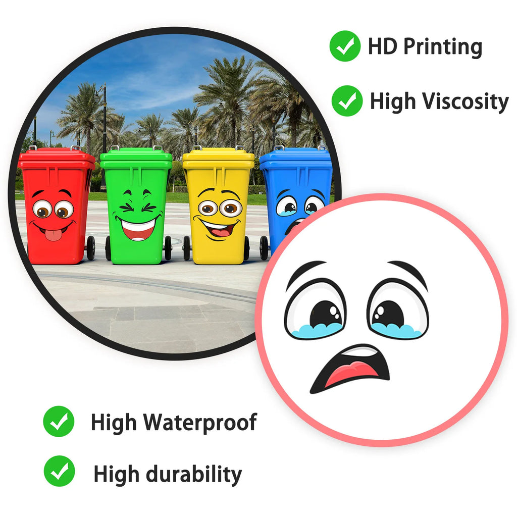 4 Pcs/Set Cartoon Face Bin Stickers Self-Adhesive Home Decor For Trash Can Wall Toilet Decor Refrigerator Fun Themed Decor