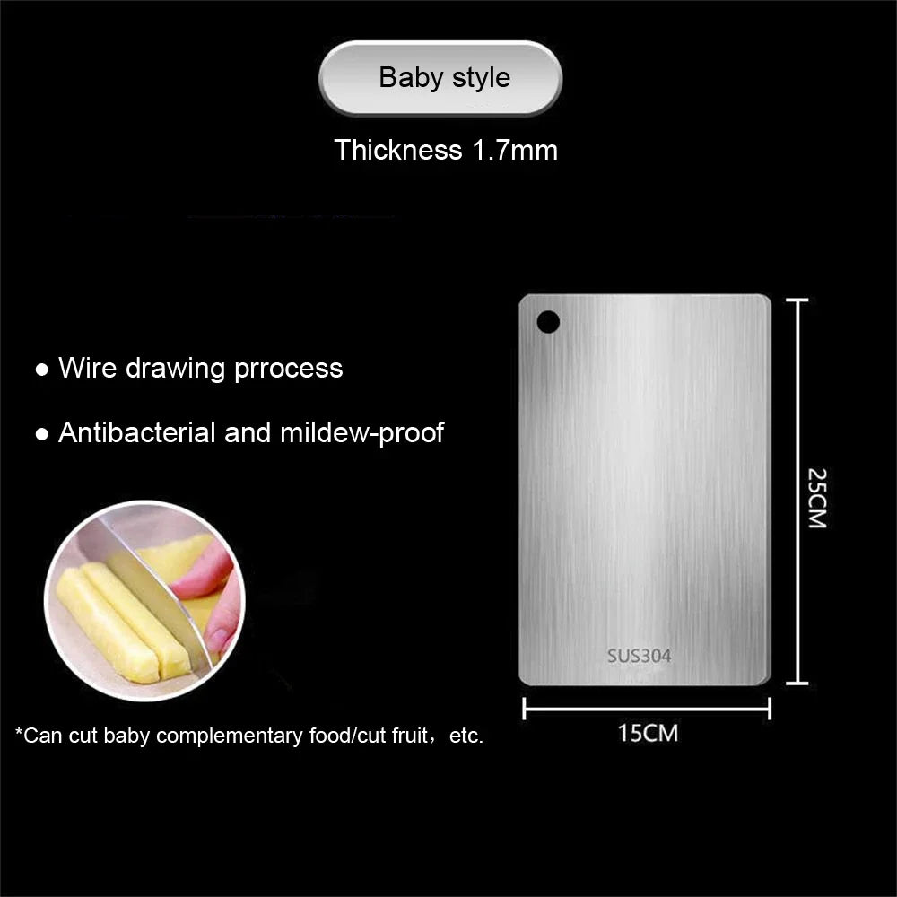 WXCOO Chopping Board Stainless Steel Double Sided Thickened Kneading Dough Board Kitchen Household Fruit Cutting Block