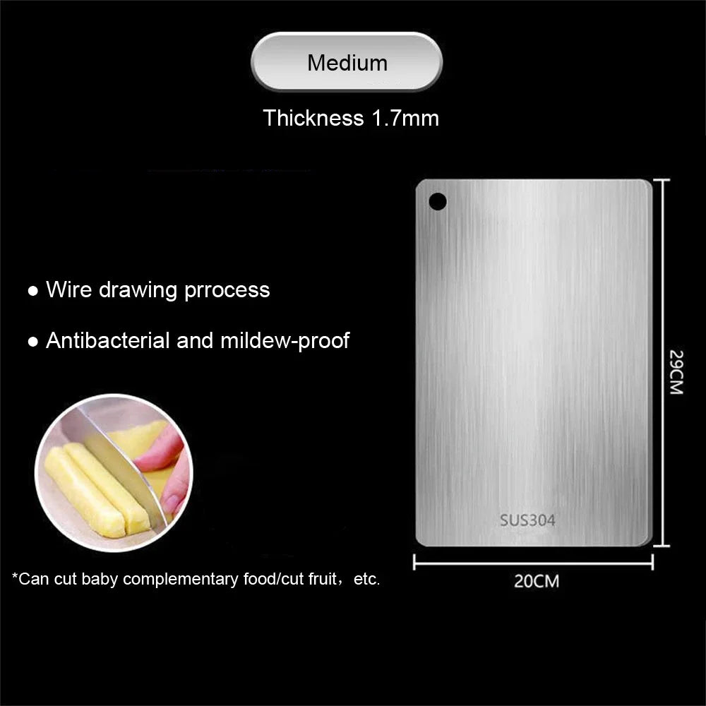 WXCOO Chopping Board Stainless Steel Double Sided Thickened Kneading Dough Board Kitchen Household Fruit Cutting Block